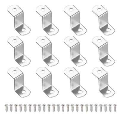 12Pcs 2/3'' Offset Canvas Clips with 2 Holes Include 24 Screws, Silver Tone