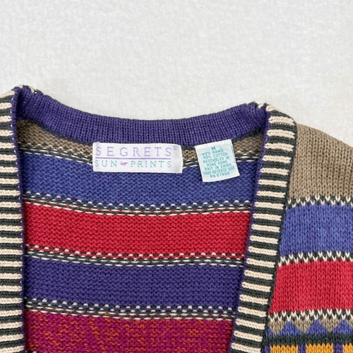 Vintage Segrets Sun Prints Sweater Vest Women Medium Whimsical Embroidered Funky - Picture 6 of 9