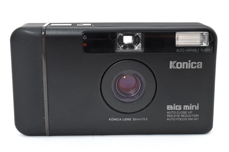 LCD funciona [COMO NUEVO en caja] Konica Big mini BM-301 negro 35 mm cámara fotográfica JAPÓN Foto 4 de 4