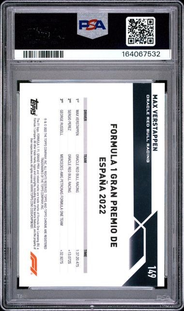 Max Verstappen 2023 TOPPS CHROME SAPPHIRE EDITION F1 #149 PSA 10 GEM MT view 2