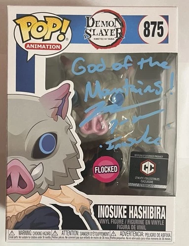 Demon Slayer Funko Pop - Inosuke Hashibira signed by Bryce Papenbrook with PSA