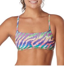 NWT Speedo Pride Collection Animal Fever L Rainbow Zebra Print Bikini Top