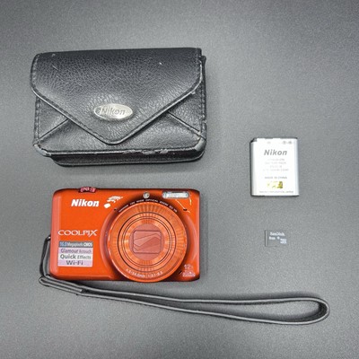 Nikon COOLPIX S6500 Orange 16.0MP Compact Digital Camera - TESTED WORKING  