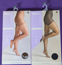   Lot of 2 Silk Impressions Pantyhose XXXL 4 Pairs Ultra Fine Sheer 15 Denier...