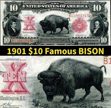 HGR SUNDAY 1901 $10 BISON ((X-RARE Vernon/Treat - STUNNING)) VERY HIGH GRADE