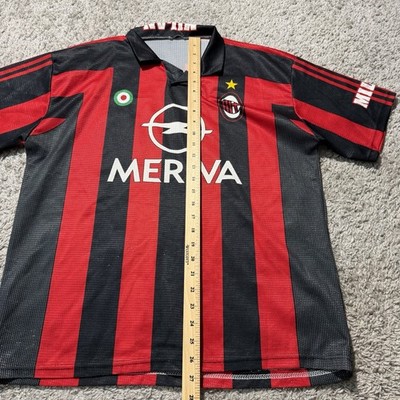 AC MILAN Meriva 90s FAN FOOTBALL SHIRT SOCCER JERSEY Large Fit Y2k