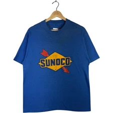Vintage Sunoco Gasoline Automotive T-Shirt Blue Mens Large