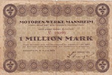 Mannheim - Motoren-Werke vorm. Benz - 1 Million Mark - KN 5st - Keller 3429