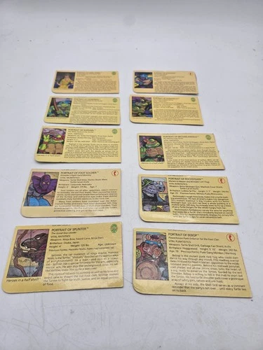 1988 Teenage Mutant Ninja Turtles TMNT  File Card Lot Set Of The First 10