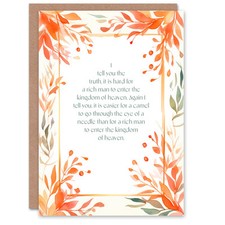 Matthäus 19:24 Himmelreich orange Blumen Bibel christliche Geburtstagskarte