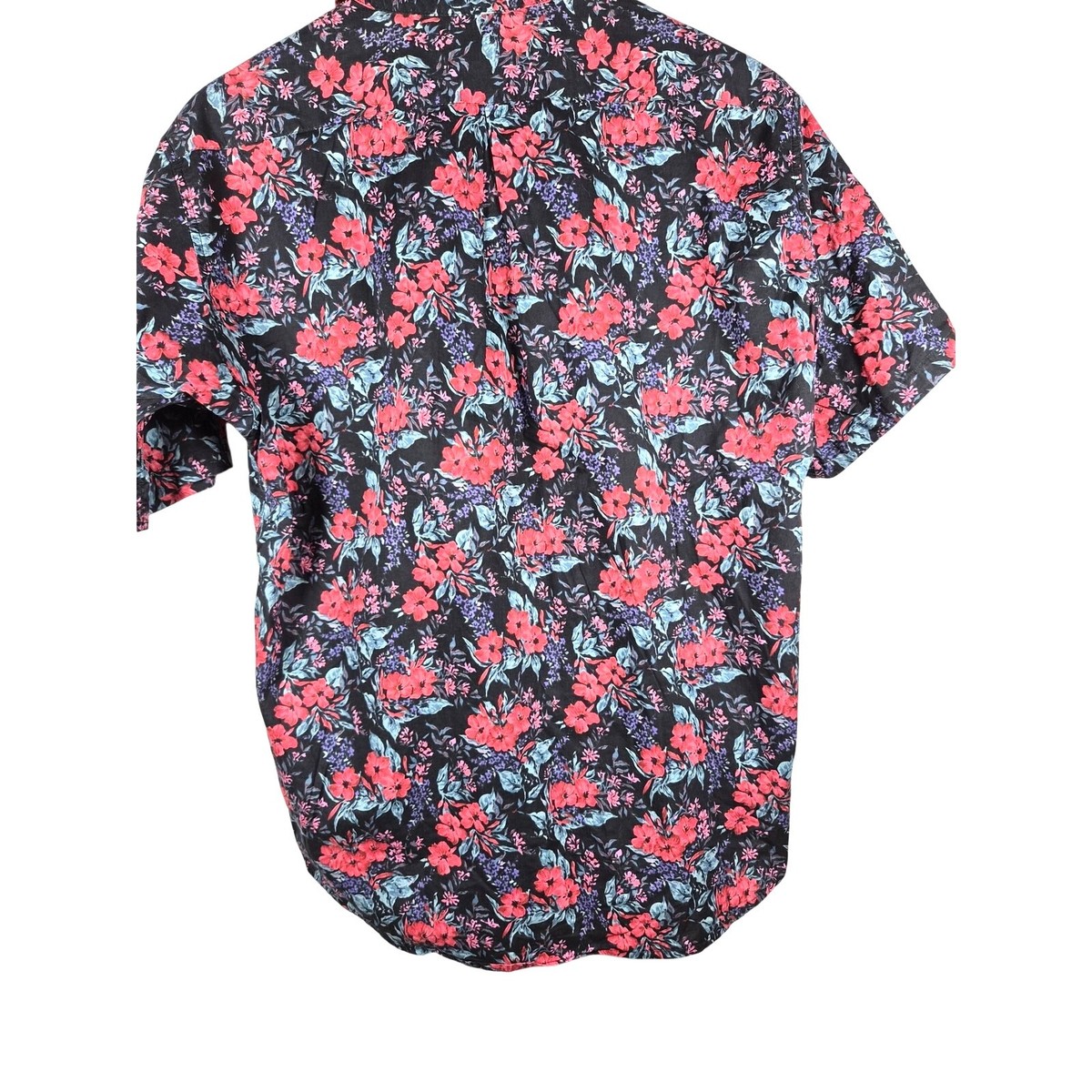 VTG 90s Cacharel La Chemiserie Short Sleeve Button Down Shirt Floral Tropical View 6