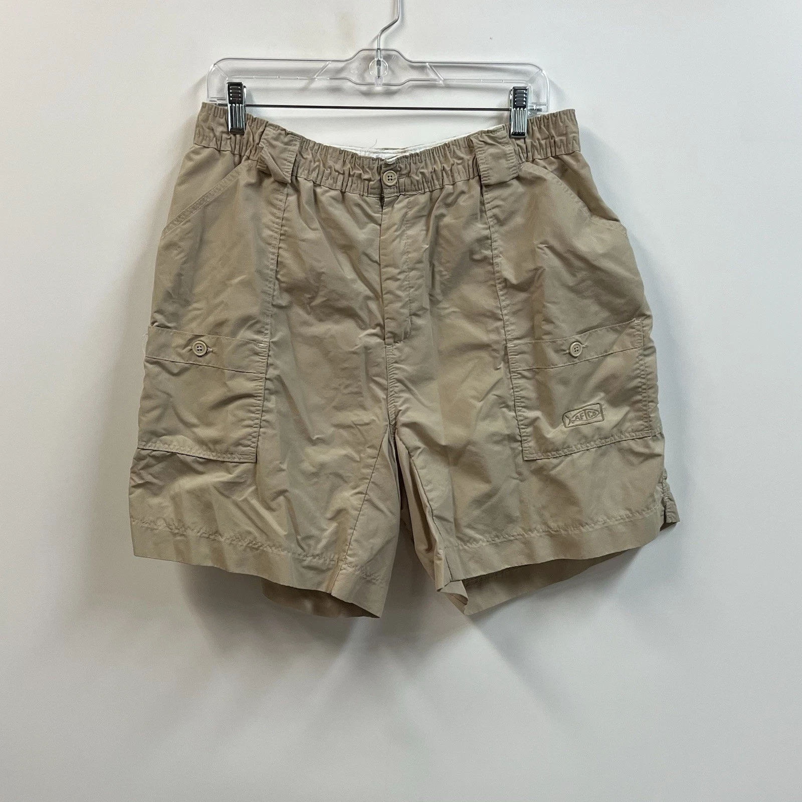 Aftco Original Fishing Shorts M01 Mens Khaki Tan Size 38 Outdoor Fishing