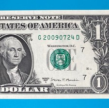 2009 July 24 (G 20090724 D) BIRTHDAY Serial Number $1 One Dollar Bill *UNC*
