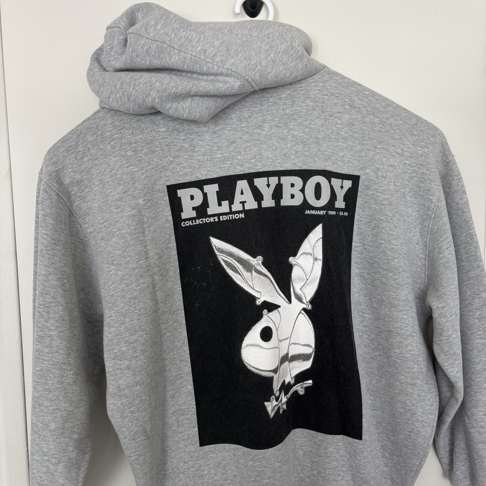Playboy X Misguided Collectors Edition Logo Grey Oversized Hoodie Dress Size 4 image 3