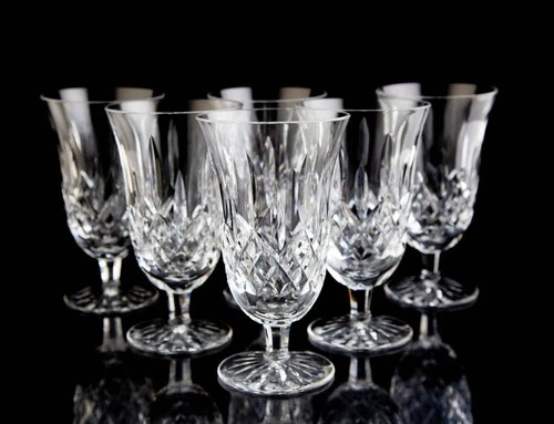 Waterford Lismore Stemmed Iced Tea Goblet Glasses Set (6) Vintage Crystal Signed