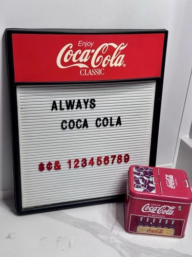 Vintage Coca-Cola Changeable Letter Board Sign w/ Letters & Original Tin