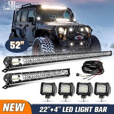 52 Inch Led Light Bar 22 4 Pods Combo Kit For Jeep Wrangler Jk Tj Yj Cj