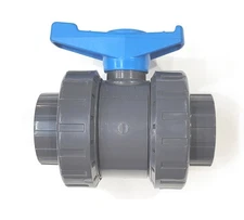 FIP Gray PVC 1-1/2" 1.5-inch True Union Ball Valve Glue Solvent Slip Fitting