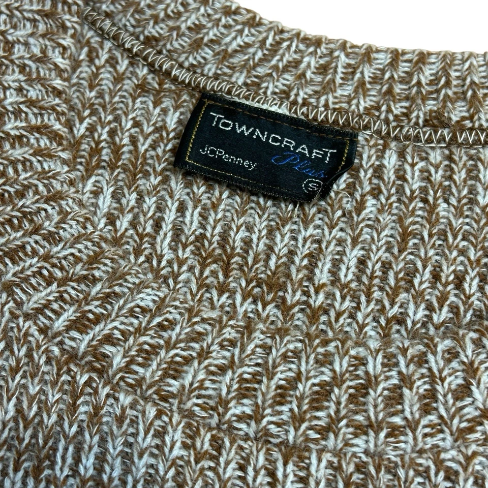 1970s Retro Grandpacore Space Dye Brown Sweater Vest Men’s S 34-40 Inch Chest - Image 2 of 4