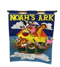 VTG Noah’s Ark Soft Felt Fabric Play Toys Animals Wall hanging Learning Read