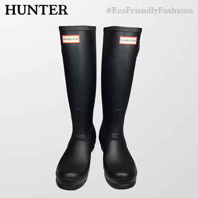 Hunter Womens Black Original Tall Short Mid-Calf Rubber Rain Boots