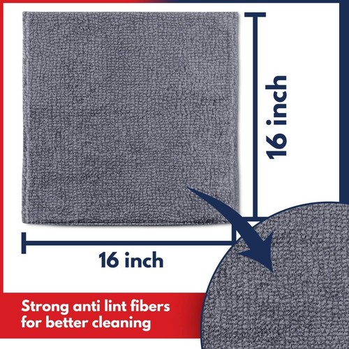 "Paño de limpieza de microfibra USOOKS gris - 12 paquetes 16""x16"" - alto rendimiento - - Imagen 2 de 6