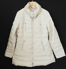 Laundry By Shelli Segal Down Coat Puffer Beige Full Zip Pockets Size L