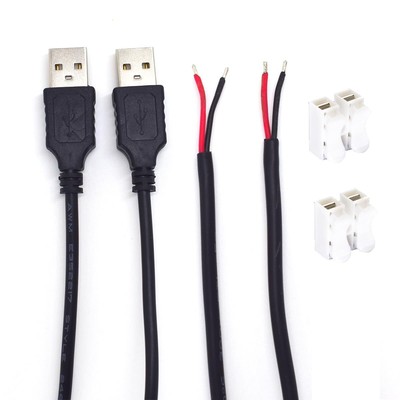 2pcs 20awg Usb Pigtail 2 Wire0.3m/1ft Usb 2.0 Male Plug 2pin Wire Diy Pigtail Ca