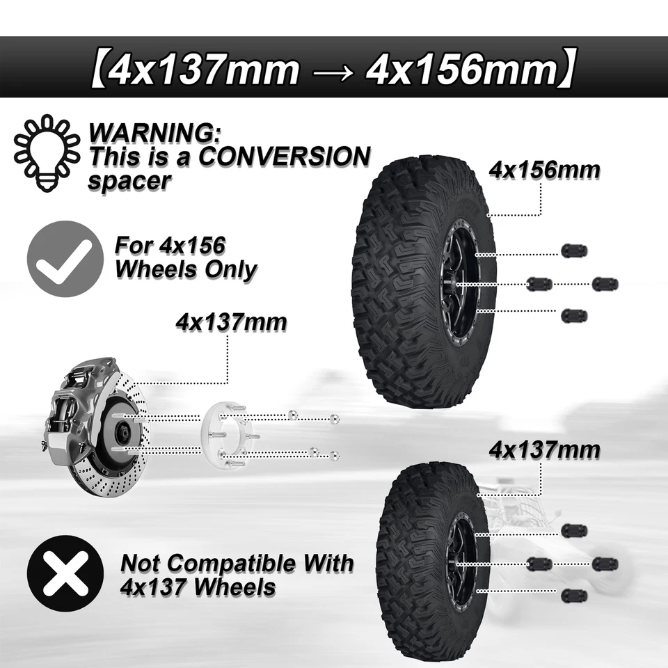 4 adaptadores de rueda 4x137 a 4x156 1" con tacos 12x1,5 para Kawasaki Honda Can-am Foto 2 de 4