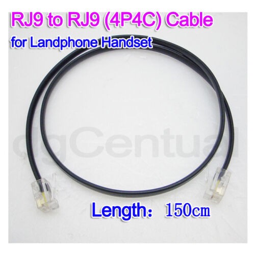 New RJ9 4P4C Land Phone Handset Cords Hand Piece Flat Cables 150cm Black - 第 1/1 張圖片