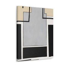 Wall Art Decor - Canvas Print Artwork - Black Grey Abstract Pattern