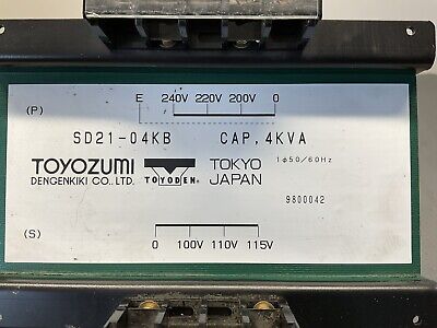 Toyozumi Dengenkiki SD21-01KB Transformer 4KVA Made in Japan Toyozumi Dengenkiki SD21-01KB Transformer 4KVA Made in Japan