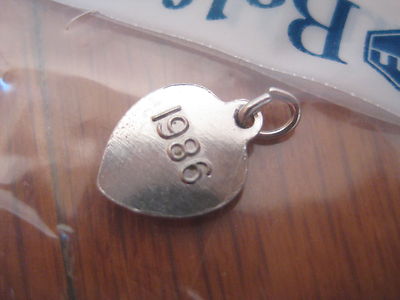 1986 Beta Sigma Phi BALFOUR CHARM vtg heart silver garnet bracelet sorority NEW