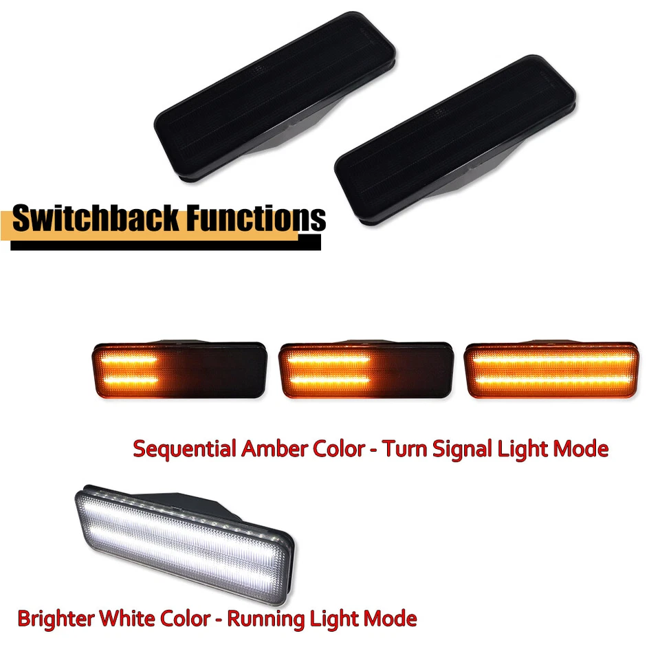 DRL Turn Signal LED Lights Pair For 80-86 Ford Bronco F150 F250 F350 Smoked Lens - Image 2 of 4