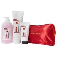 Perlier Candy Cane 3-Piece Holiday Bath and Body Kit w/ Cosmetic Bag