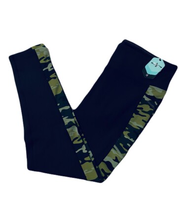 LuLaRoe Brave Ankle Fitness Legging Black with Camo Camo NWT