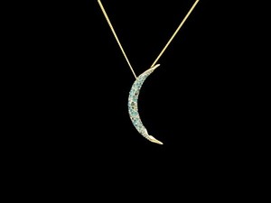 Authentic $275 Alexis Bittar Solanales Crystal & 14k Gold-Plated Crescent Moon Necklace
