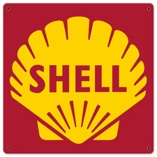 SHELL 1961 GAS & OIL LOGO 18" SQUARE HEAVY DUTY USA MADE METAL ADVERTISING SIGN