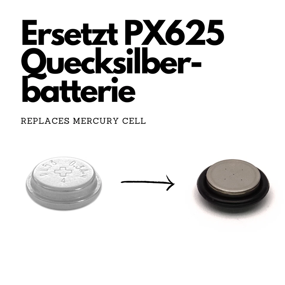 PX625 Adapter & Batterie 1,35 V Battery 675 zu PX625 PX13 MR9 von Ausgeknipst - Bild 2 von 4