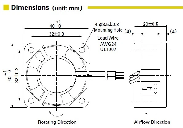 NEW Ball Bearing 40mm*20mm 109P0405F6D01 5VDC/5V Fan/Cooler/Blower 4020 3pin - Image 2 of 2