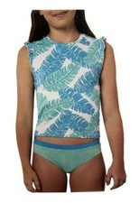 NWT Girls Teal Hang Ten Rash Guard Set Swimsuit size 8 Free Shipping