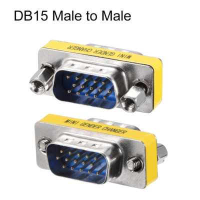 DRUT VGA Male To Male HD15 SVGA Gender Switch Adapter, Monitor Cable Connectors, All Pins Connected, For PC, Laptop, Projector, Display Equipment