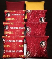 ALL Weather Cornhole Bean Bags made w FLORIDA STATE University SEMINOLES fabric