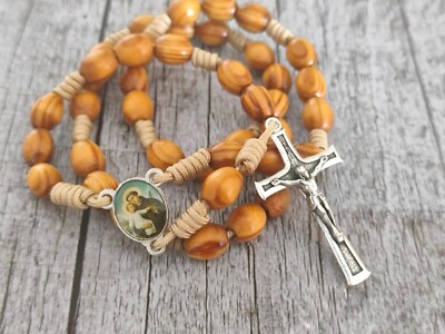 Anthony Rosary Beads Chaplet made of OLIVE WOOD Saint of Lost