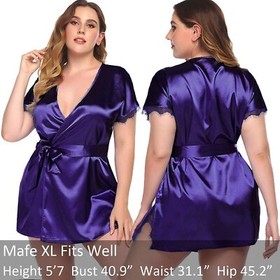 Women Plus Size Satin Silk Robe Lingerie with Inside Tie Sexy Valentine Cover Up
