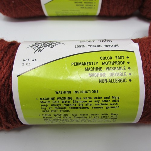 Vintage Mary Maxim Mellowspun Sport Yarn 100% Orlon 6211 Rust 8 Skeins - Picture 3 of 5