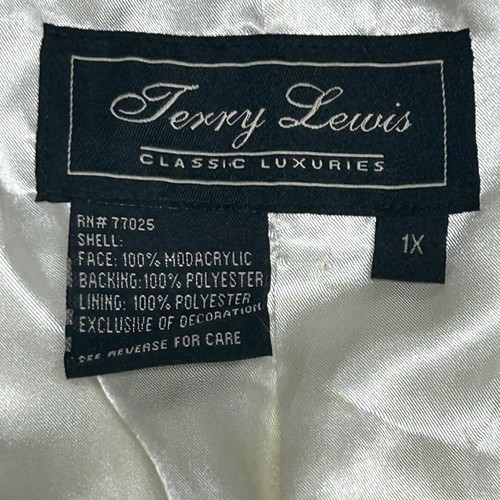 Terry Lewis Ivory Faux Fur Hooded Coat Jacket Winter Warm Size 1X - Picture 9 of 10