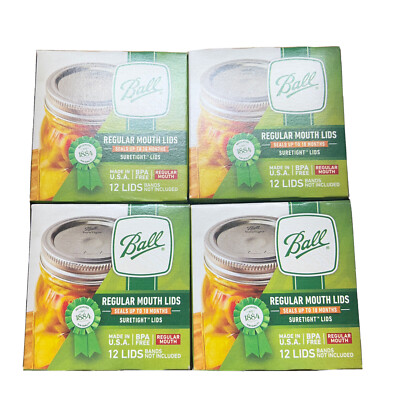 Ball Regular Mouth Canning Lids 4 Boxes Of 12 (48 Lids Total) Brand New BPA Free
