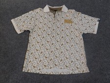 Mecca Shirt Large white mens y2k vintage geometric hiphop polo retro brown