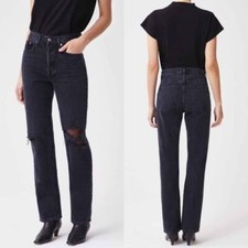 Agolde Lana Women's Size 32 Vintage Distressed Straight Leg Jeans Disorder Black